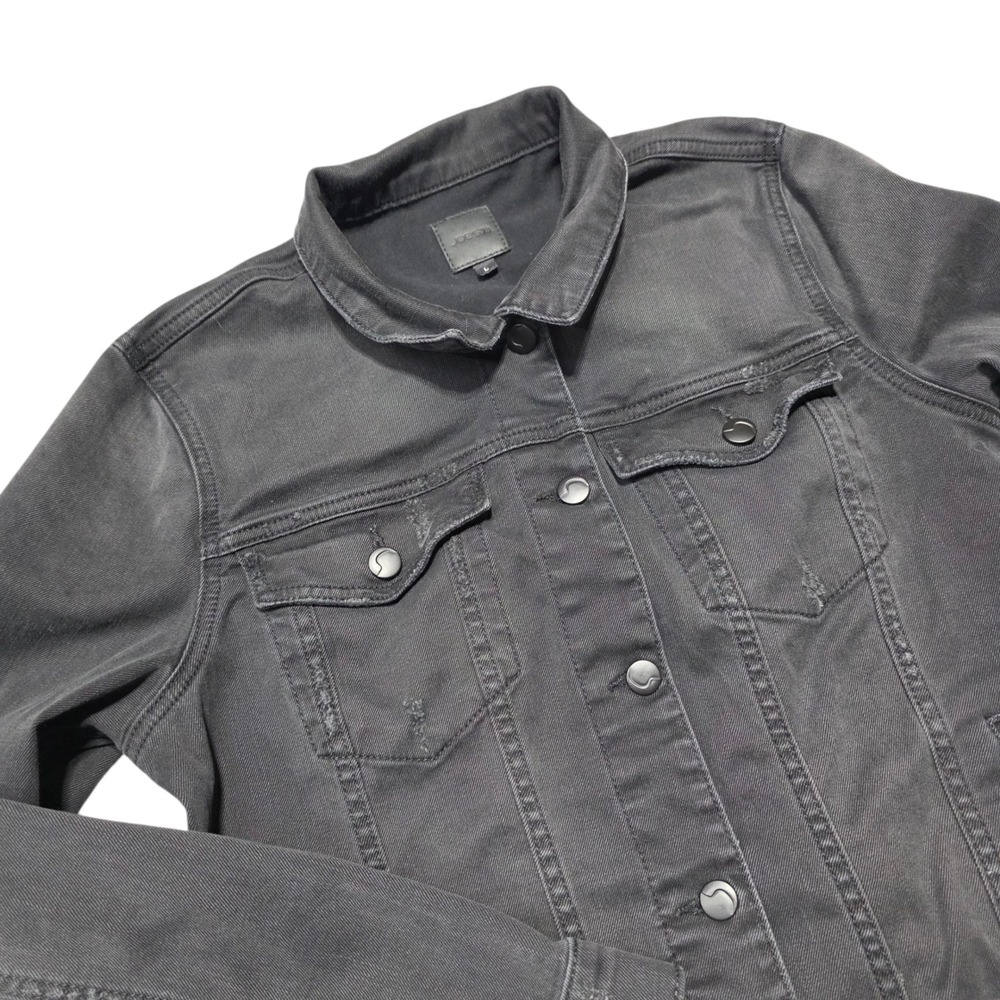 Joe's Jeans Anita Denim Jacket Womens Large Black Wash Jean‎ Jacket Casual